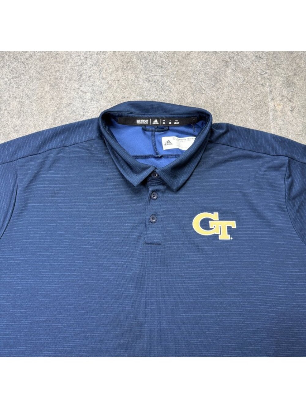 Georgia Tech Yellow Jackets Adidas Performance Polo Shirt Men 4XL Blue Striped